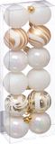 Atmosphera Kerstballen 12x - Parelmoer Wit/Goud - 4 cm - Kunststof