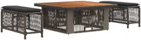 vidaXL Tuin Eettafel Set 3-delig Grijs en Donkergrijs Poly Rattan