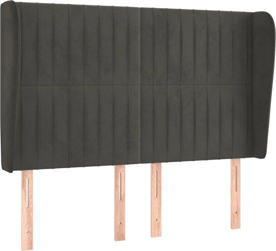 VidaXL Hoofdeind & Voeteind Donkergrijs Polyester/Hout 1470 mm x 230 mm x 1180 mm
