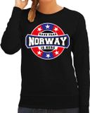 Bellatio Decorations Have fear Norway is here sweater met sterren embleem in de kleuren van de Noorse vlag - zwart - dames - Noorwegen supporter / Noors elftal fan trui / EK / WK / kleding XS