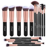 BESTOPE PRO Make-upkwastenset, professioneel, met gezichtskwast, oogschaduwkwast, oogschaduwkwast, oogkwast, synthetische haar, cosmetica, kwastenset, oogschaduw, eyeliner, gezichtspoeder, 16 stuks