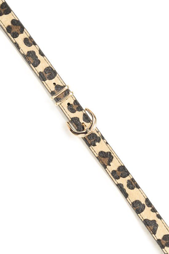 ICHI IACONNIE BE Dames Riemen BONE BROWN Polyester Goudkleurig Panterprint Lente/Zomer Broekriem