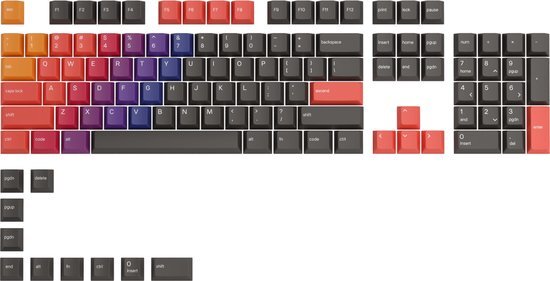 Glorious PC Gaming Race GPBT Keycaps - 114 PBT Tastenkappen, ANSI, US-lay-out - Hemel vuur