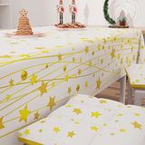 PETTI Artigiani Italiani - Kersttafelkleed, vlekafstotend, rechthoekig, kersttafelkleed voor de keuken, motief: gouden sterren, X18-zits (140 x 360 cm), 100% Made in Italy
