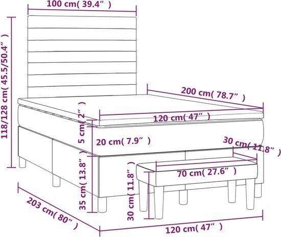 vidaXL Boxspring met matras stof blauw 120x200 cm