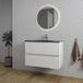 Saniclass Chaci Badkamermeubelset - 80x46x55cm - keramische wastafel zwart - 1 wasbak - zonder kraangat - 2 lades - ronde spiegel met verlichting - mat wit