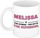 Bellatio Decorations naam cadeau mok - Melissa - Woman Myth Supergirl - koffiemok - 300 ml - collega - moederdag