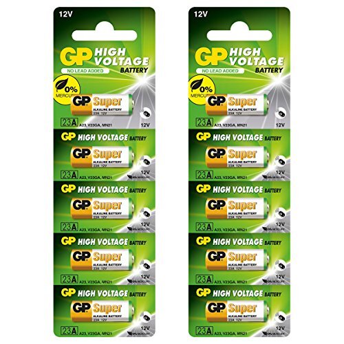 GP Battery GP 23 ae 12 V high voltage alkaline batterij 23 A 12 V, verpakking met 10 stuks. 10 PCS