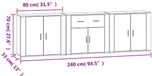 vidaXL Dressoirs, 3 stuks, bewerkt hout, gerookt eikenkleurig