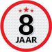 Bellatio Decorations 8 jaar leeftijd sticker - rond - Dia 15 cm - 8 jaar verjaardag - jubileum - leeftijd versiering