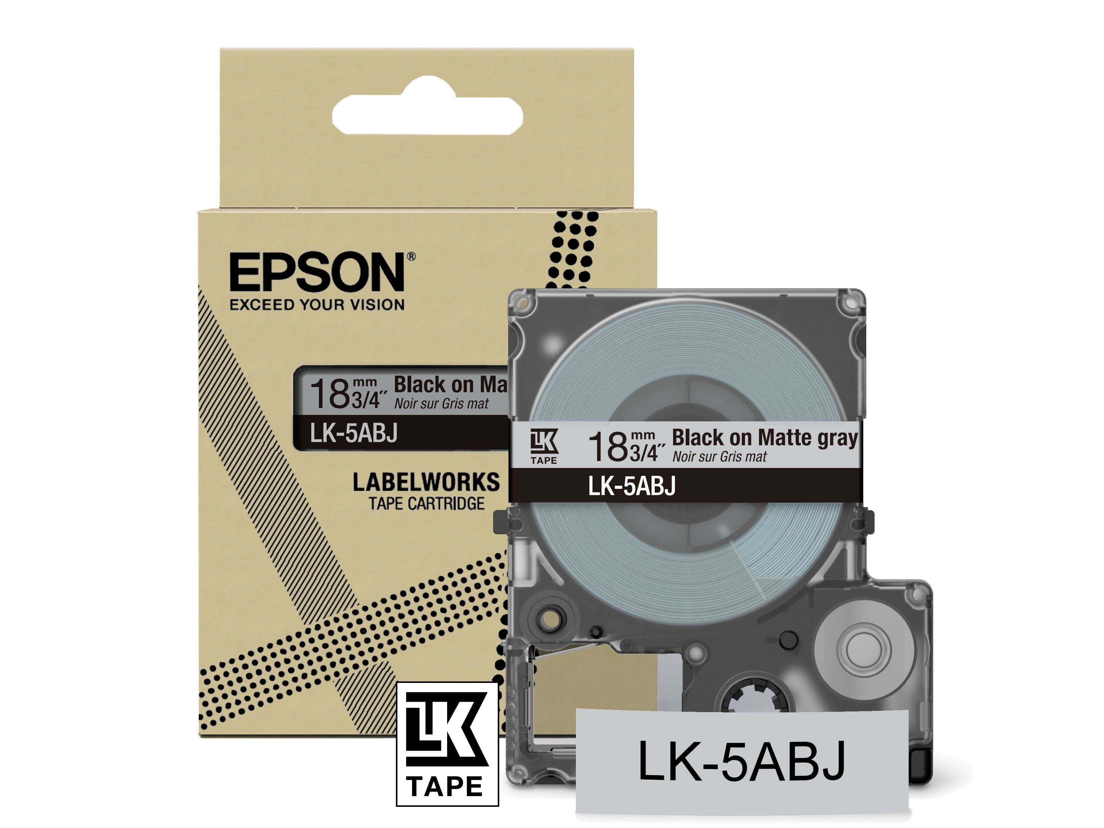 Epson LK-5ABJ Label Tape - Black on Grey - 18mm x 8m