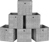 Merkloos Opvouwbare opbergdozen voor speelgoed en kleding - 6 stuks, 30x30 cm, grijs gemêleerd