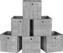 Boîte de rangement pliable pour jouets et vêtements - 6 pièces, 30x30 cm, gris chiné