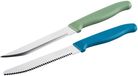 Nirosta Set van 2 officemesjes en ontbijtmessen 22,5 cm Elemental Blauw|Groen Roestvrijstaal Kunststof