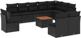 vidaXL 11-delige loungeset met kussens, polyrattan, zwart