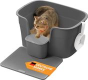 Feandrea Kattenbak, Extra Grote, Hoogzijdige, Kattenbakmat, Schep | Kattenbak voor Grote Katten, Opbergdoos, Leigrijs, BOXAL Collectie PPT003G02