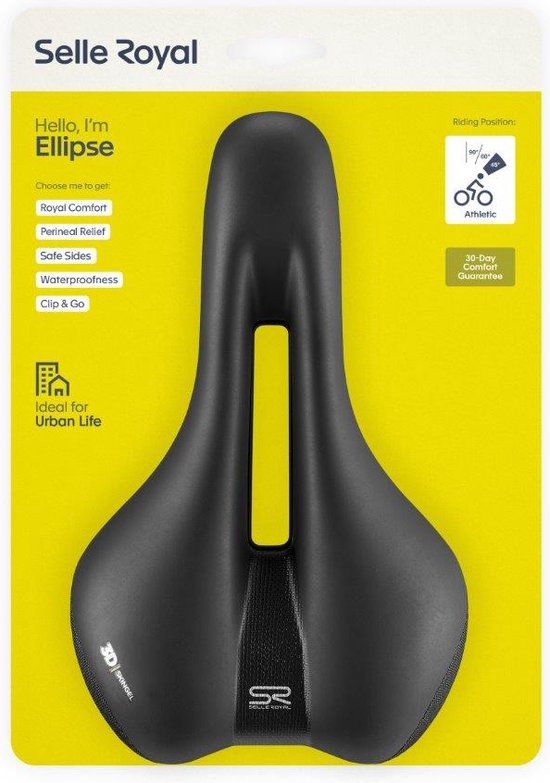 Selle Royal Ellipse Athletic - Fietszadel - Zwart - Unisex - Stadsfiets