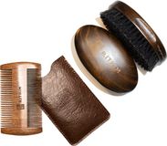 Rithim® Baardborstel & Baardkam Set – Natuurlijke Zwijnenhaar – Kersenhout – Inclusief Etui