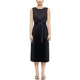 Comma Navy A-line Dress with Long Sleeves and Round Neck