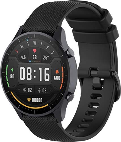 NeatCase Panda NeatCase Armband compatibel met Amazfit Pace/Stratos/GTR 47 mm, siliconen sportarmband, horlogeband, band, reservearmband, horlogeband, zwart, 22mm, Riem