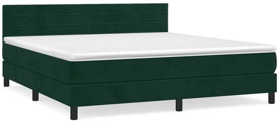 vidaXL Boxspring met matras fluweel donkergroen 160x200 cm
