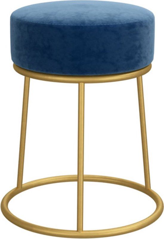 vidaXL Hocker rond fluweel blauw