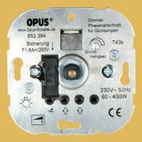OPUS 852.398 roterende gloeilampdimmer met steekklemmen uitvoering met drukwisselschakelaar, metalen as, watt 60-800 W, zilver