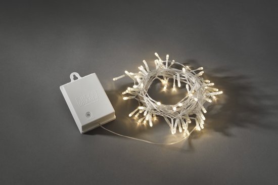 KONSTSMIDE Konstsmide 3728 - Snoerverlichting - 80 lamps micro LED - 790 cm - 6u en 9u timer - transp kabel - op batterij - voor buiten - warmwit