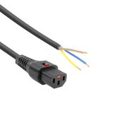 ACT Netsnoer C13 IEC Lock - open einde zwart 3 m, 5-Pack