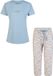 By Louise Dames Capri Pyjama Set Driekwart Broek Blauw/Soft Orange Gebloemd - Maat XXL