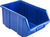 20 boîtes de rangement empilables, type "Lagerbox", en plastique bleu, dimensions 34,5 x 22,5 x 16,5 cm
