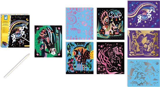 Janod Les Ateliers Du Calme Scratch Art Paarden en eenhoorns Knutselset