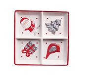 Excelsa Xmas Country Style bord met 4 vakken, keramiek, wit/rood