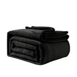 Good Nite Fleece deken pluizige dekens 230 x 270 cm plaids voor banken zachte grote dekens en plaids voor volwassenen, warm, machinewasbaar (zwart, super kingsize)