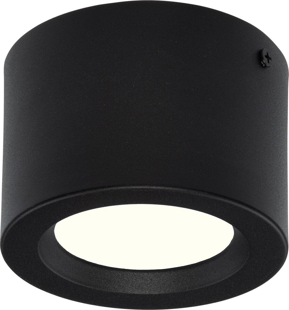 Qualu LED Downlight - Opbouw Rond Hoog 5W - Natuurlijk Wit 4200K - Mat Zwart Aluminium - Ø105mm