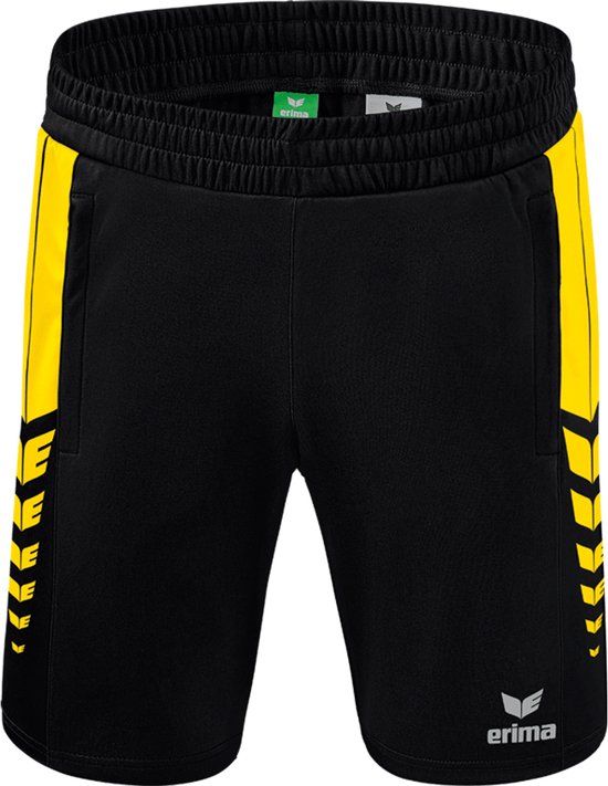 Erima Six Wings Worker Short Heren - Zwart / Geel - Maat S