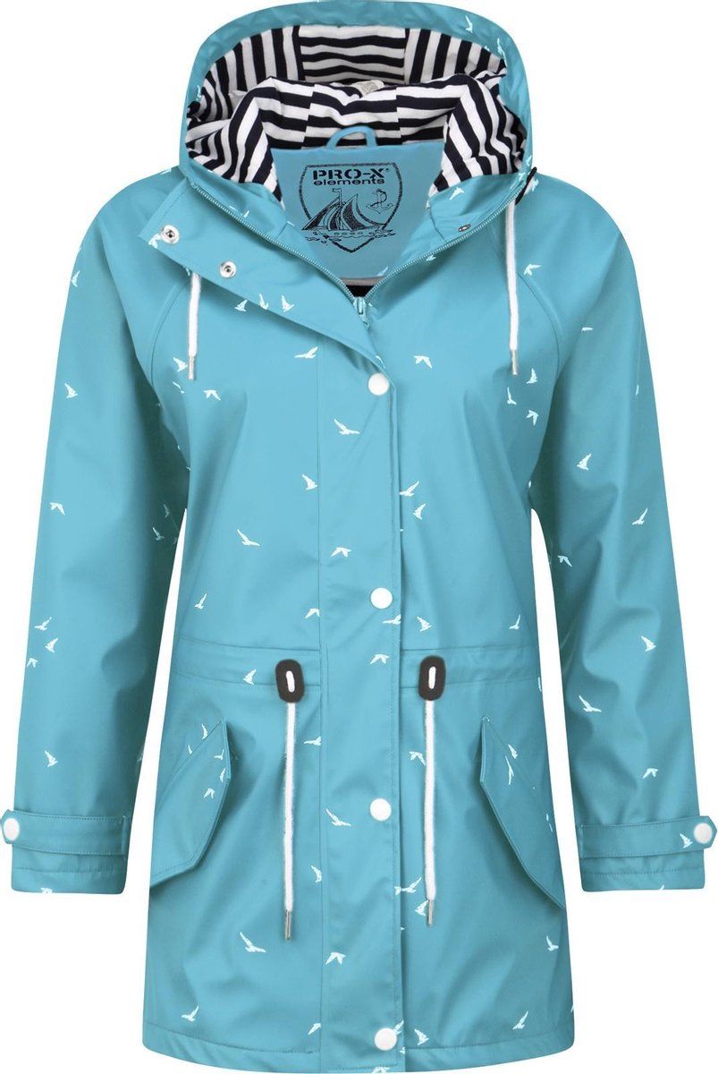 Pro-x Elements Regenjas Dames Met Capuchon Polyester/polyurethaan Blauw Mt 36