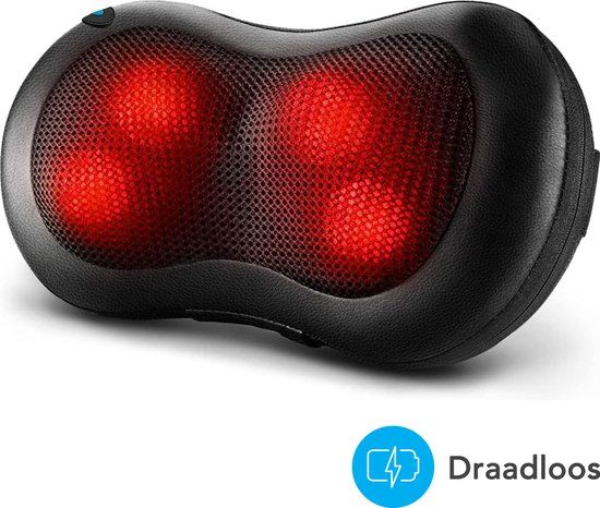 Auronic Draadloos Shiatsu Massagekussen met Warmtefunctie - Zwart