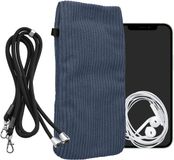 kwmobile Telefoontasje geschikt voor XL - 6,7/6,8" smartphone - Universeel smartphone hoesje van corduroy - Met telefoonkoord - In vintage blauw