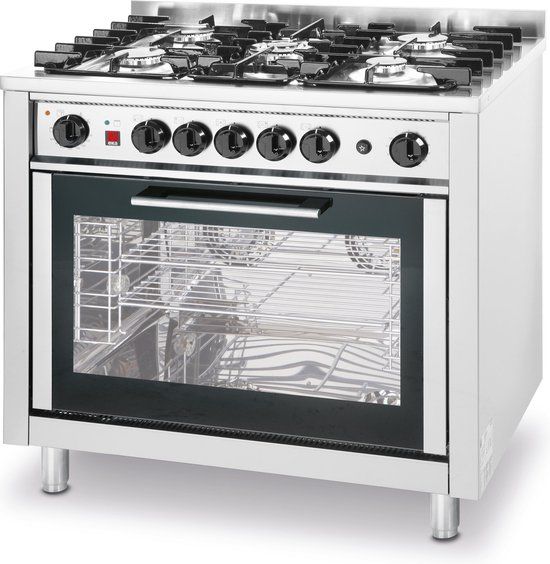 Hendi Gasfornuis - 5 Pits Met Elektrische Oven - 90 cm - RVS