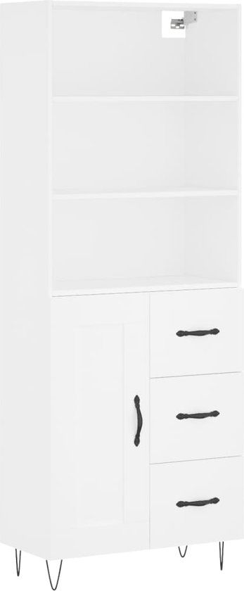 vidaXL Hoge kast 69,5x34x180 cm bewerkt hout wit