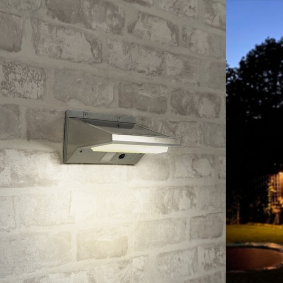 LedKoning Solar wandlamp Stuttgart met 21 leds en bewegingsmelder RVS op zonne-energie