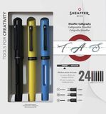 Sheaffer Kalligrafiepen - Zwart, Blauw, Geel Maxi - Penpunt F/M/B