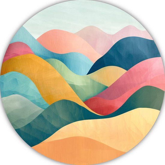Merkloos / Sans marque Abstracte Kunst Muurdecoratie Rond - Modern Schilderij - Forex - 50x50 cm