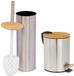 Berilo Pedaalemmer en Toiletborstel Steel - softclose - 3 liter - zilver/beige - 17 x 23 cm