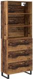 vidaXL Highboard 2 stuks Oudhout 69,5 x 34 x 180 cm Bewerkt hout en glas