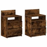 vidaXL Nachtkastjes - 2 stuks - met 2 lades - 40x33x60 cm - gerookt eikenkleurig