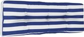 vidaXL - Palletkussen - 120x40x12 cm - stof - gestreept - blauw en wit