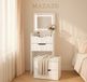 MAZAZU Table de maquillage avec miroir - Miroir LED - Table de chevet - Tabouret – Table de maquillage compacte – Blanc – 120 x 48 x 40 cm