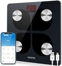 Renpho USB Oplaadbare Bluetooth-lichaamsvetweegschaal, Hoge Precisie Digitale Badkamerweegschaal Smart BMI-schaal Lichaamssamenstelling Monitor met Smartphone-app